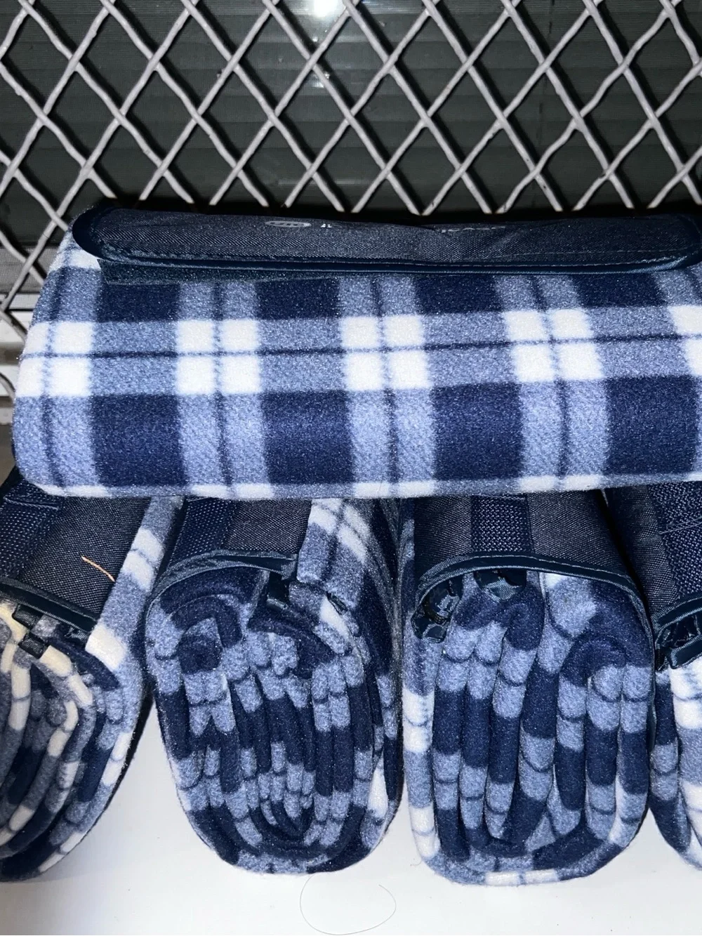 Navy Plaid Foldable Men's Travel Blanket Bag